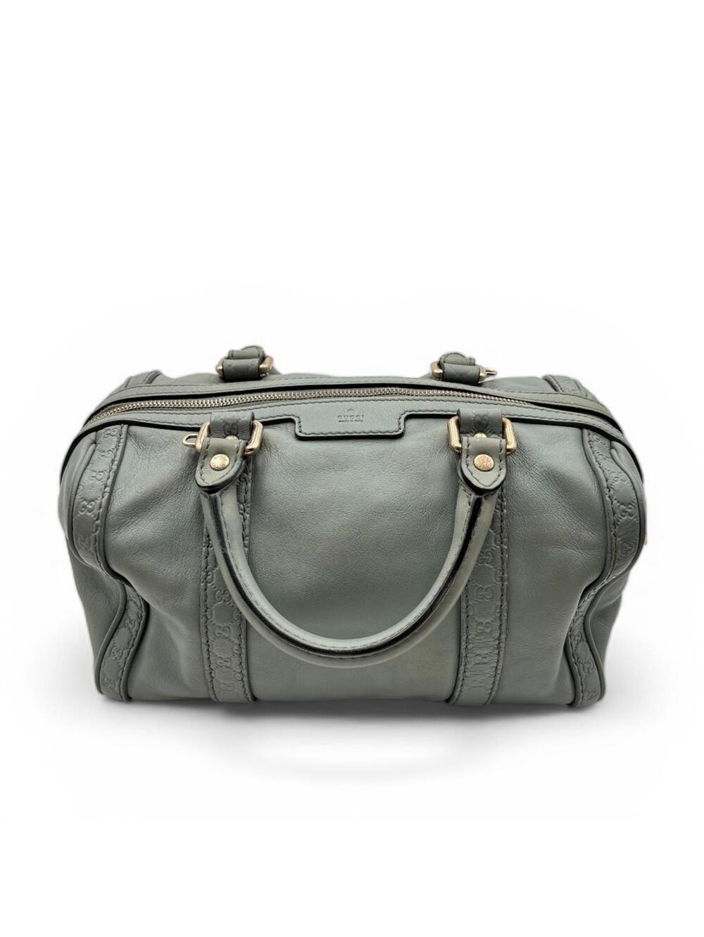Gucci GG Embossed Leather Boston Bag Sage